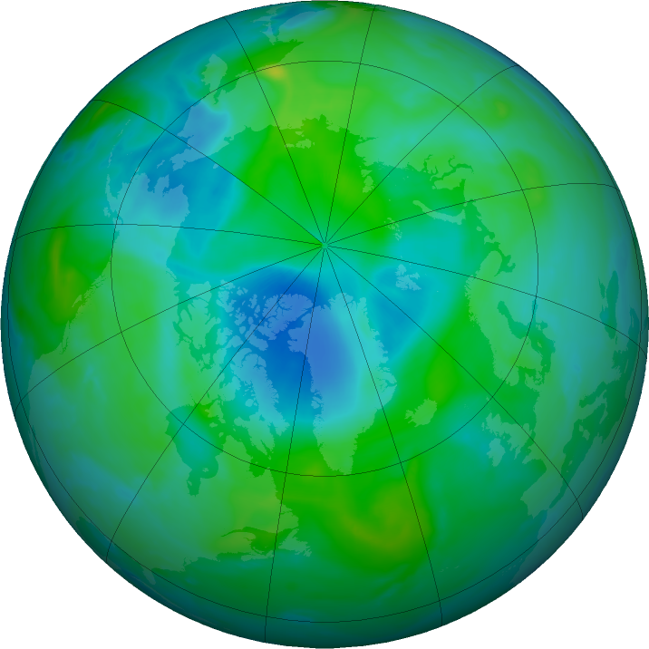 Arctic ozone map for 29 August 2016